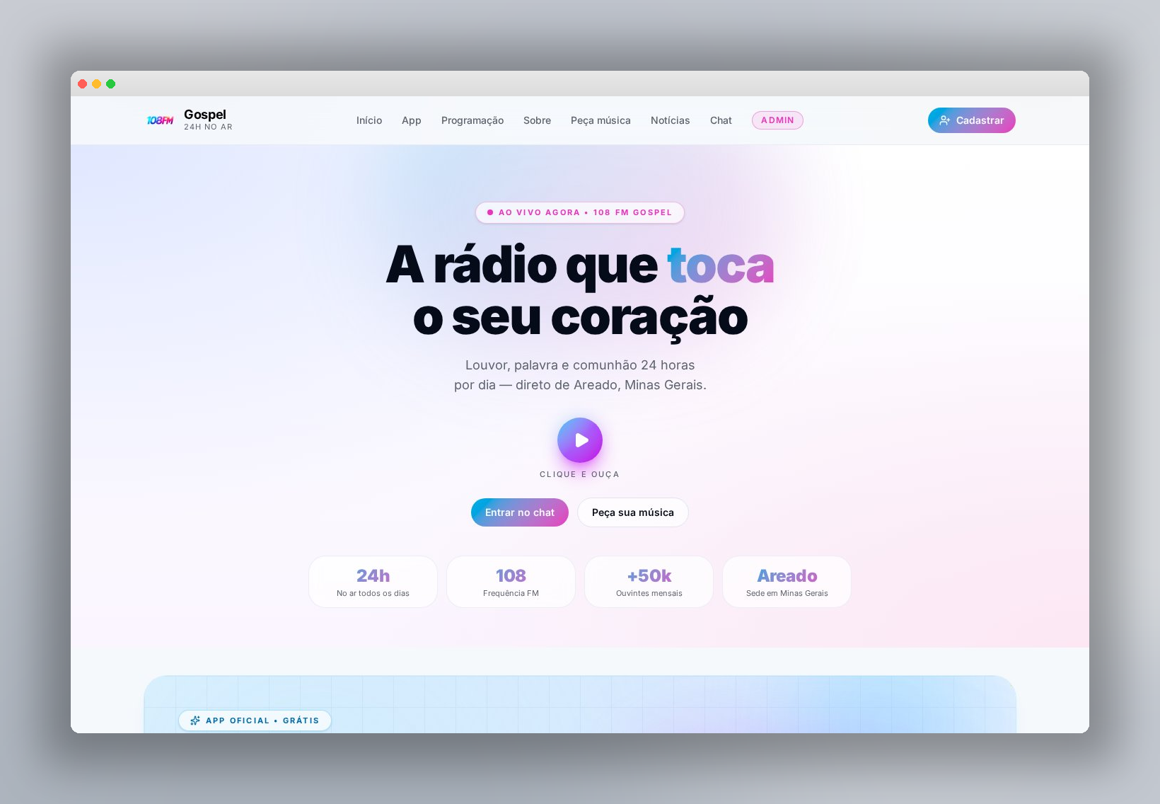 Gospel 108 FM — Streaming de Rádio Gospel